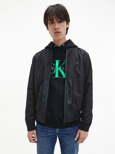 Calvin Klein Ruhák HU677339 | Calvin Klein Crinkle Nylon Férfi Bomber Dzseki Fekete
